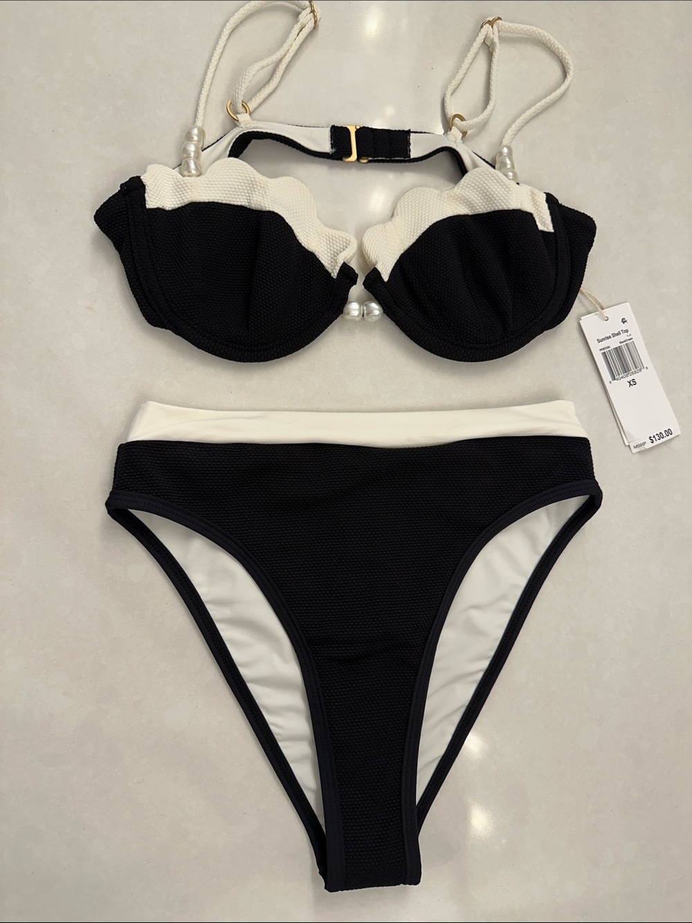 l*space Black and White Two-Tone Bikini Set